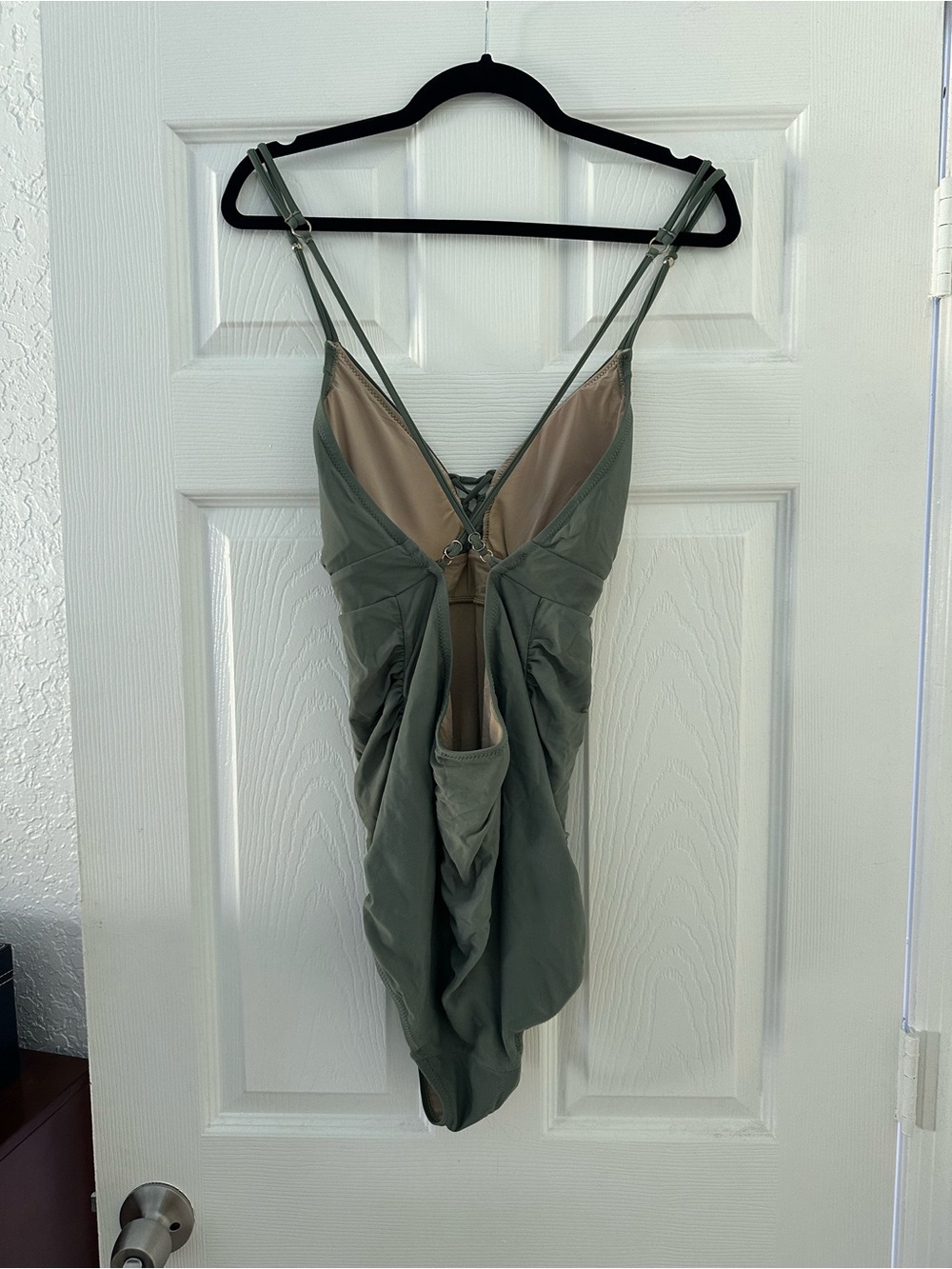 A Pea in the Pod Olive Green One-Piece Maternity Swimsuit - Picture 2 of 2